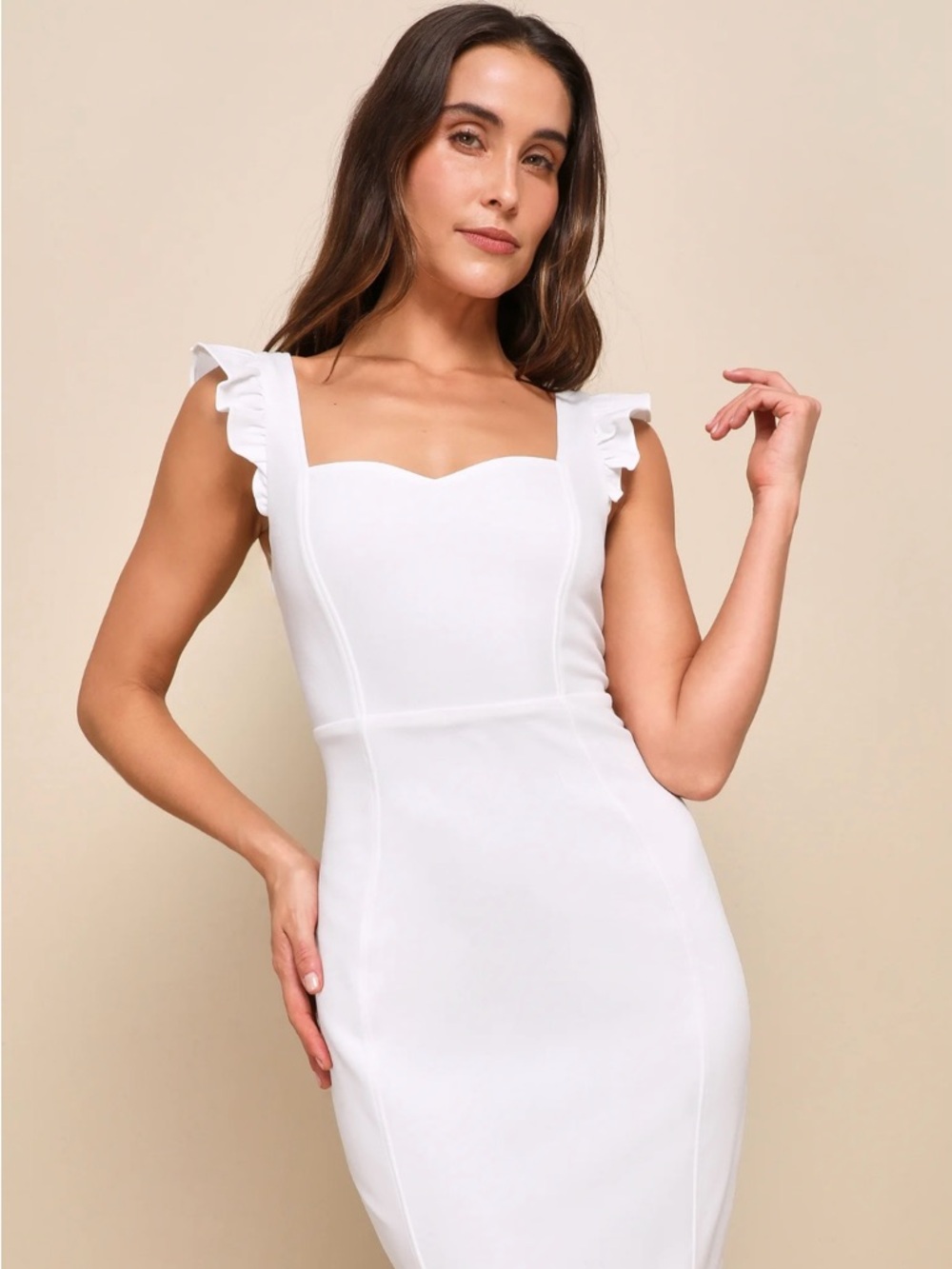 Lulu's White Square Neck Ruffle Strap Mini Dress - Picture 4 of 8